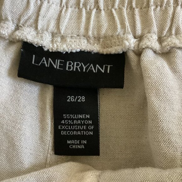 Lane Bryant Wide leg Pull on Linen Pants Plus Sz 26/28 Minimalist Neutral #38K - Picture 7 of 8